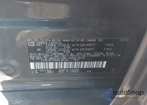 2023 Toyota Rav4 Le из США, поврежденный, VIN 2T3G1RFV2PW336516